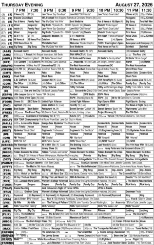 Thursday evening TV